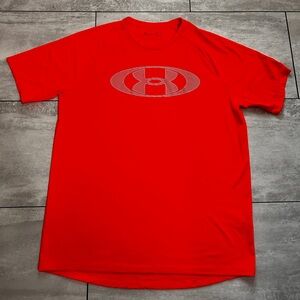 Under Armour heatgear short sleeve shirt size M neon orange color